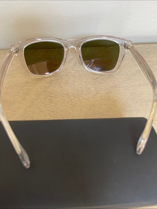 Marc By Marc Jacobs Clear Frame Sunglasses with Red-Orange Mirrored Lenses